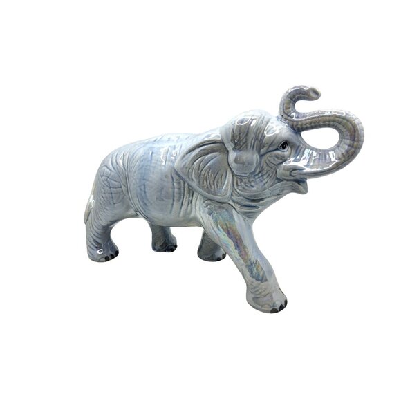 Vintage Porcelain Lusterware Iridescent Good Luck Elephant Figurine - Picture 2 of 7